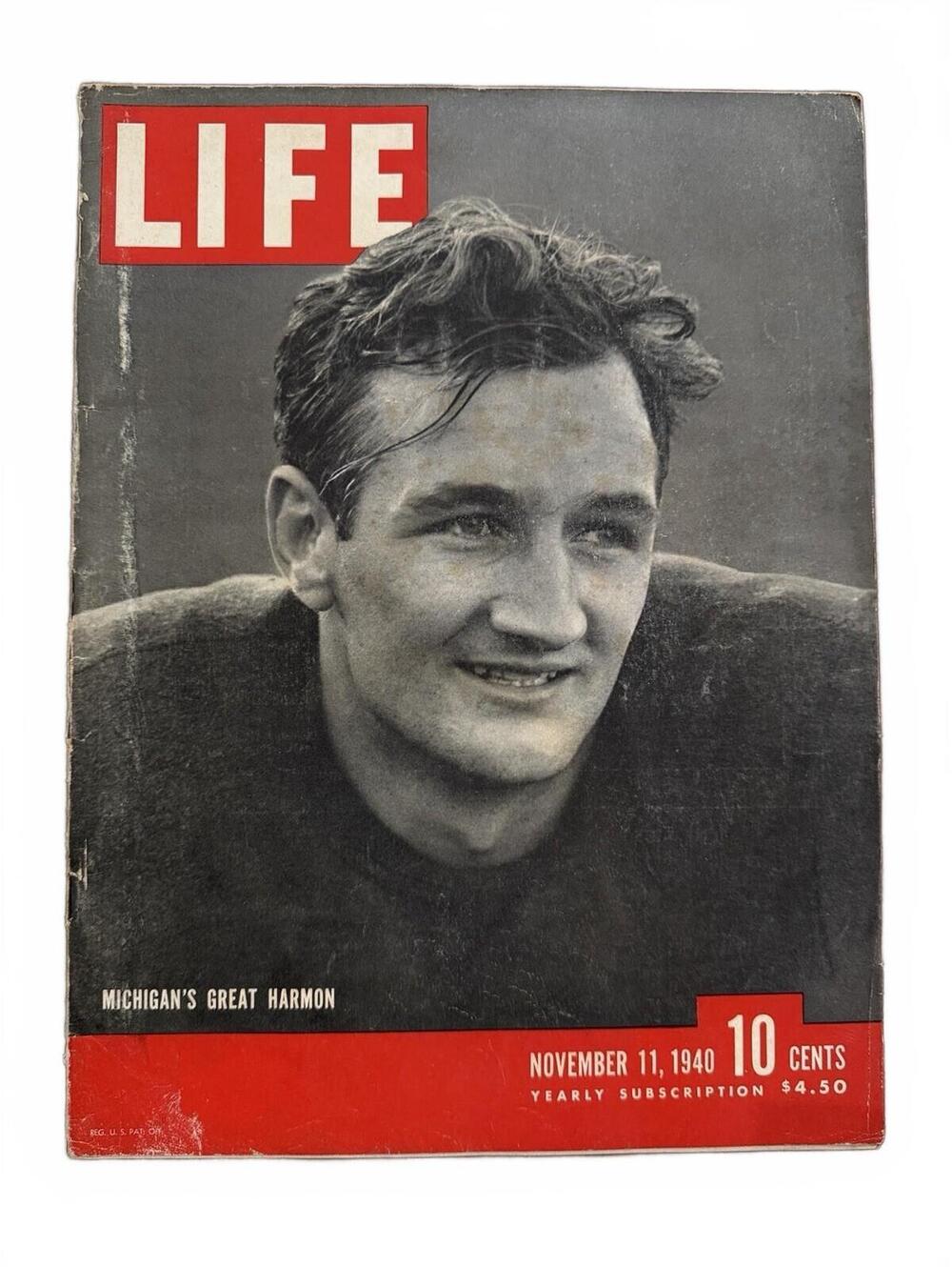 LIFE Magazine Vintage November 11th 1940 Michigan’s Great Tom Harmon Football